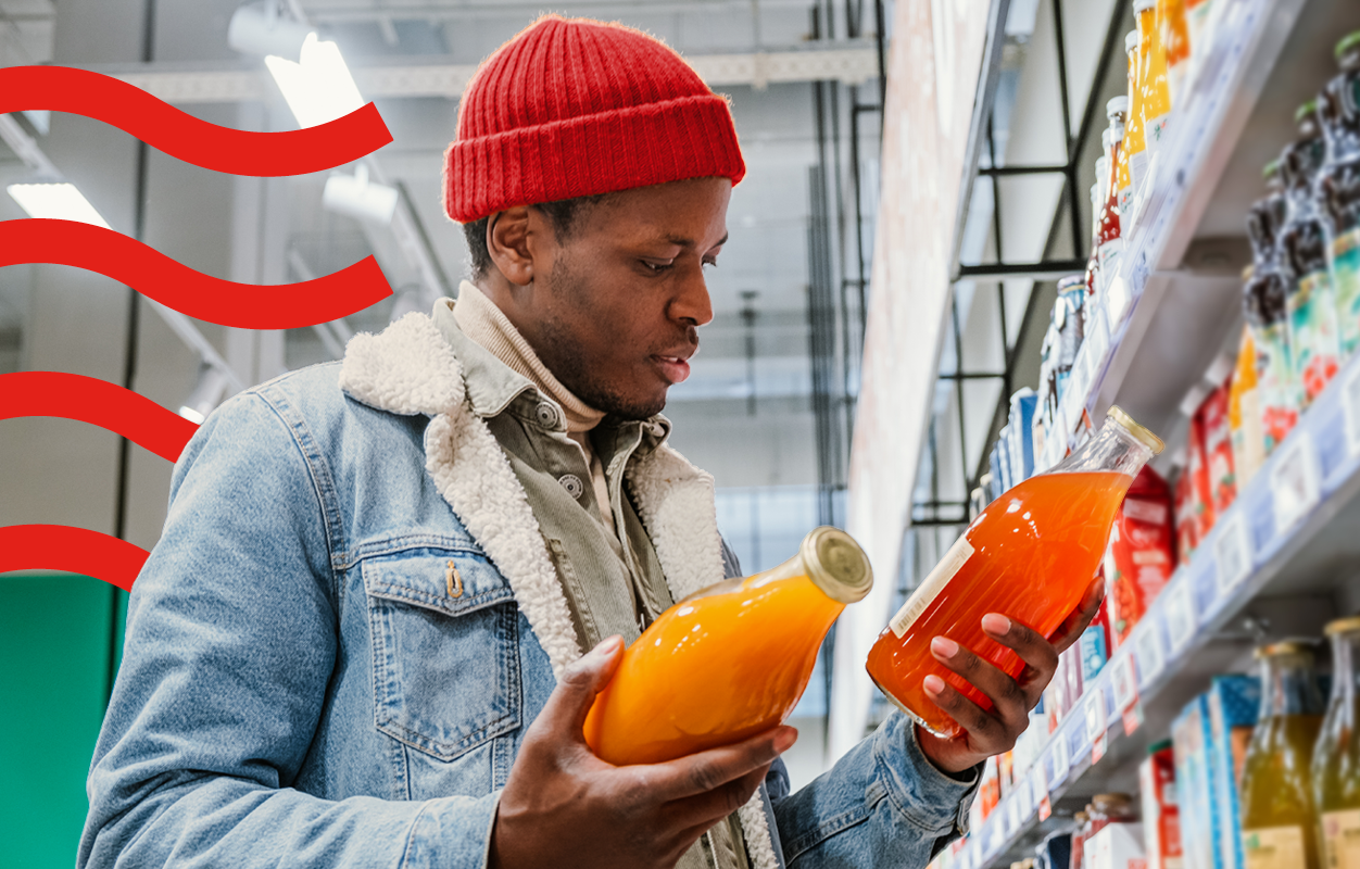 Man looking at drinks in store