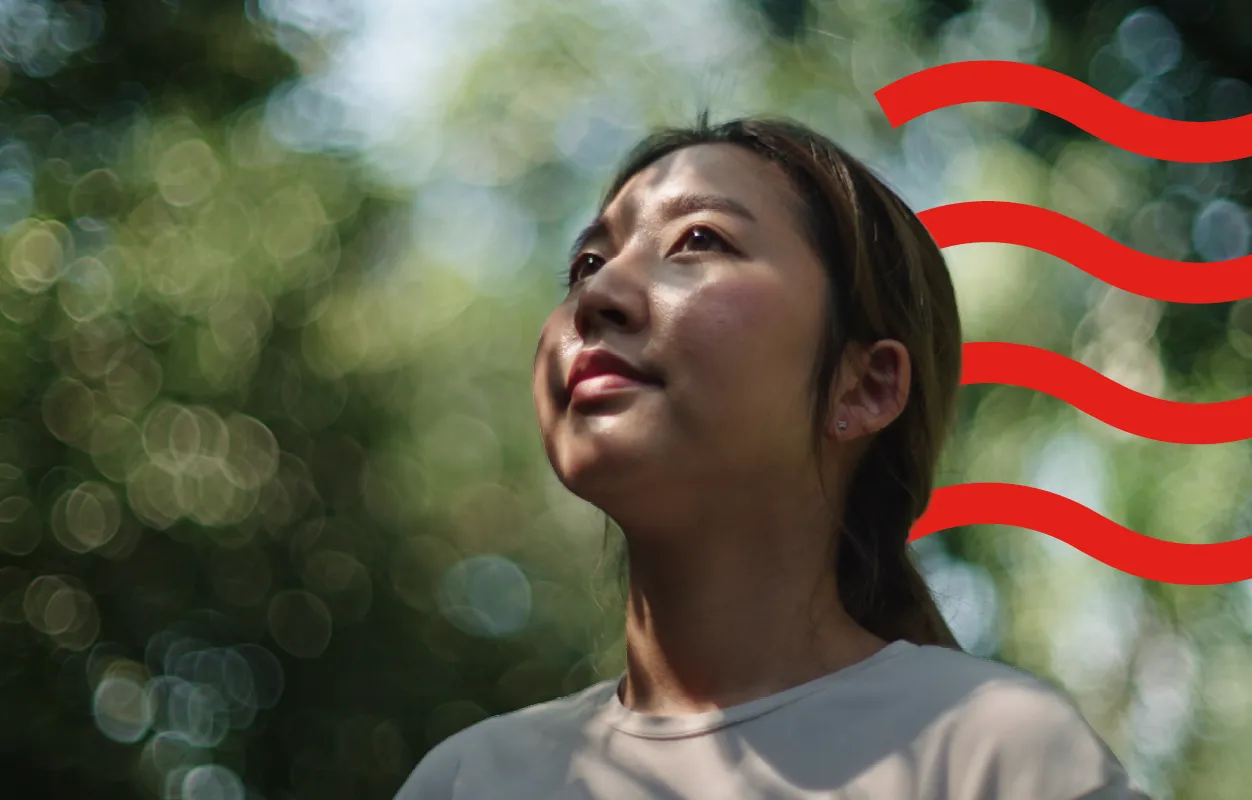 woman looking up