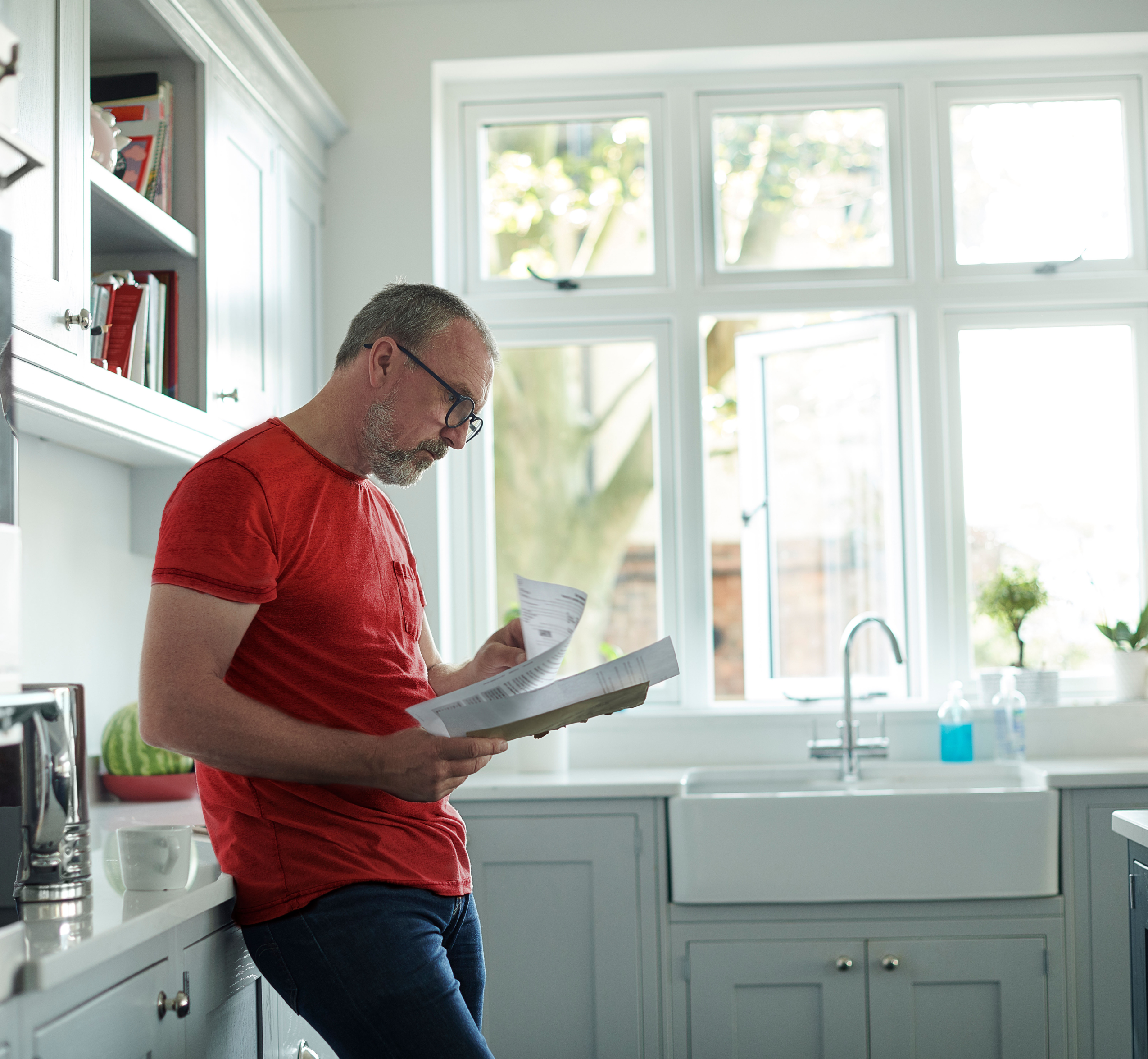 A man checking his letters