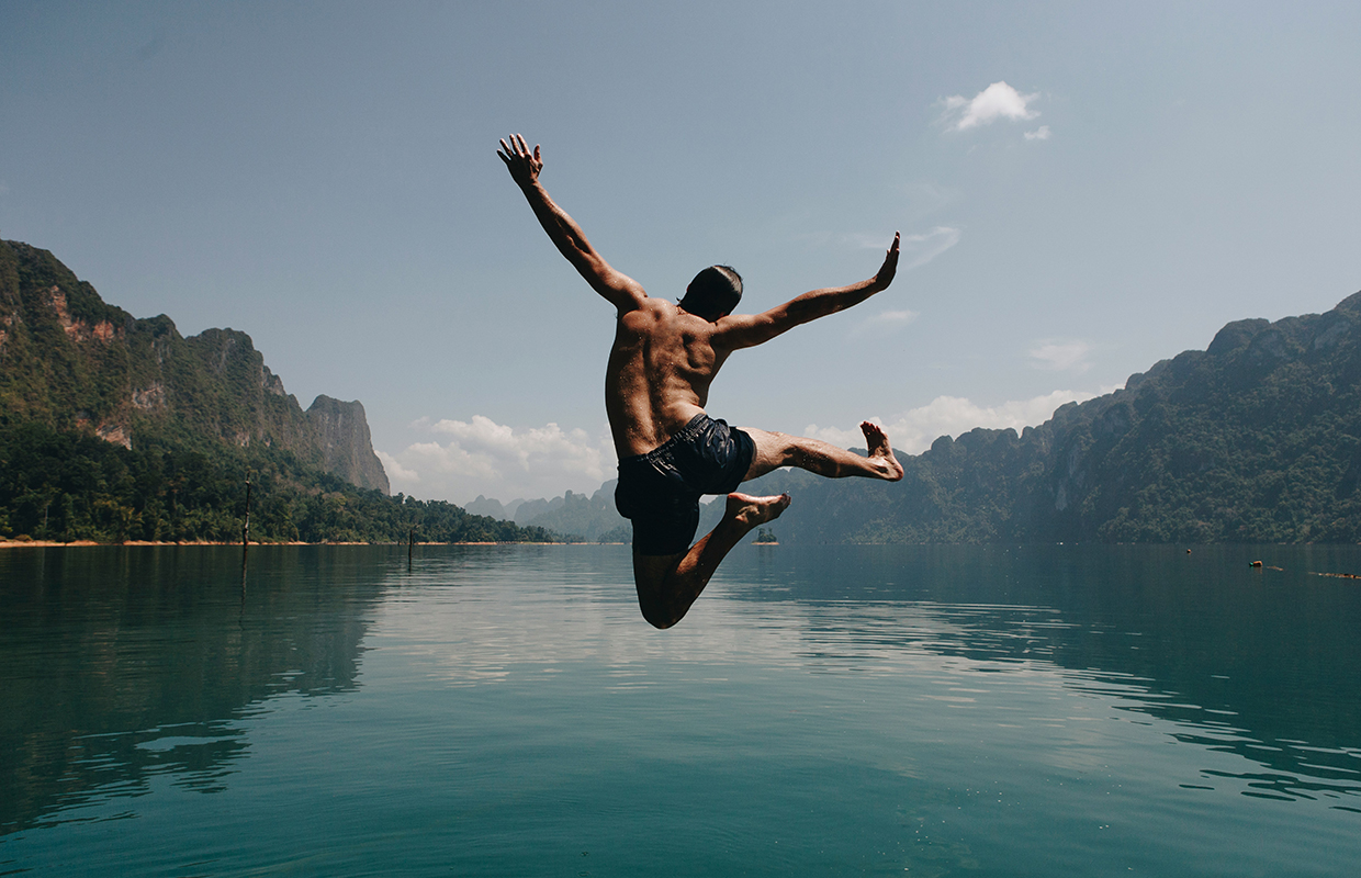 Jumping in a lake