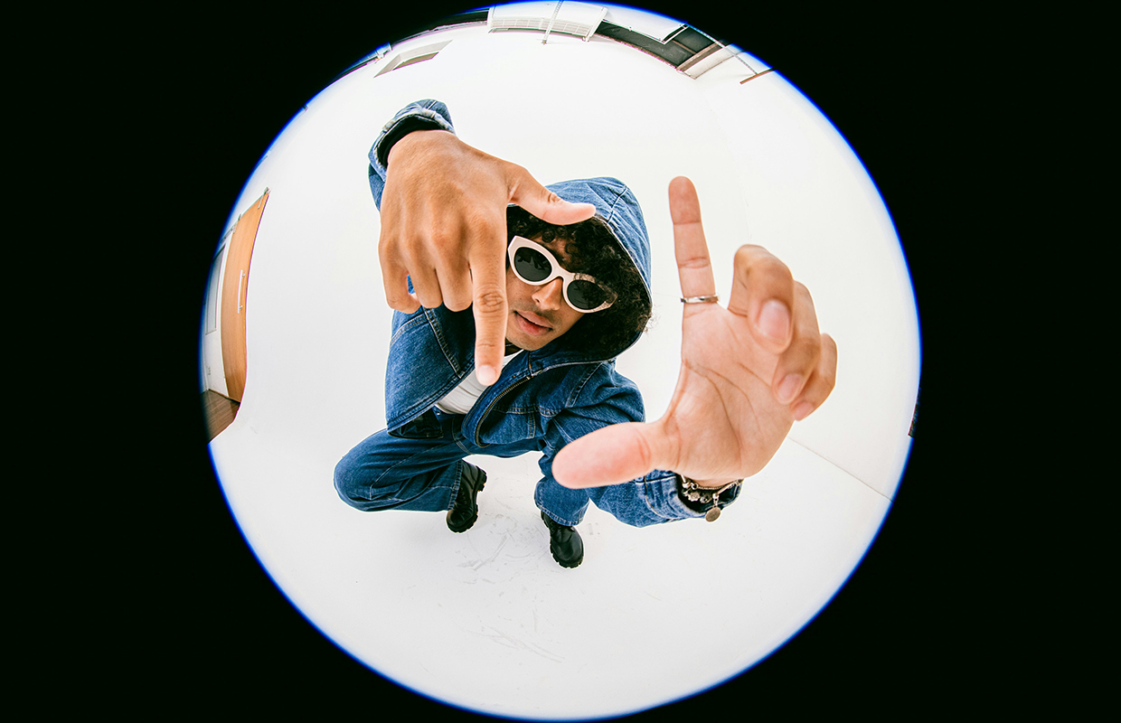 A man posing wearing sunglasses