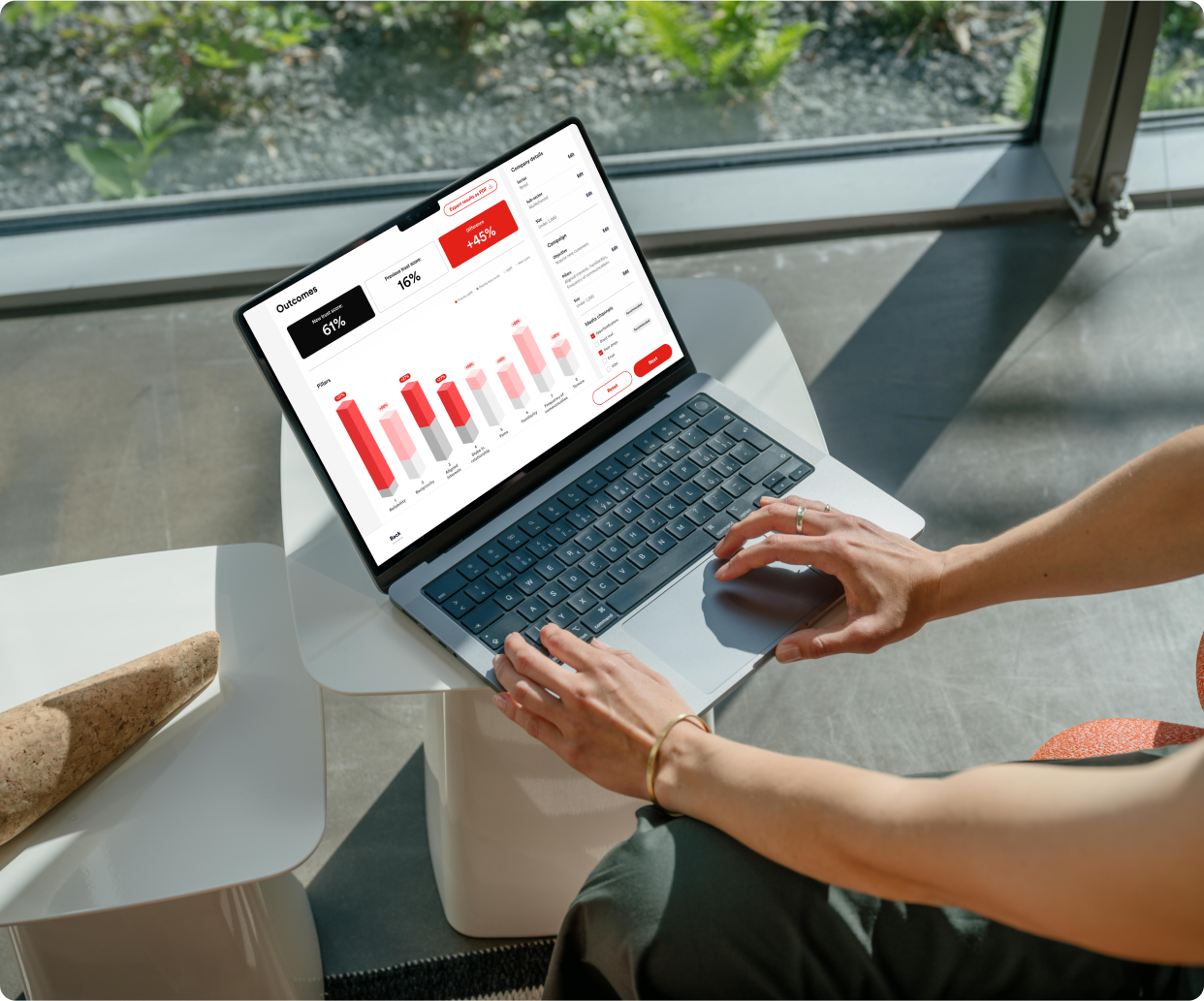 Laptop with stats on the screen