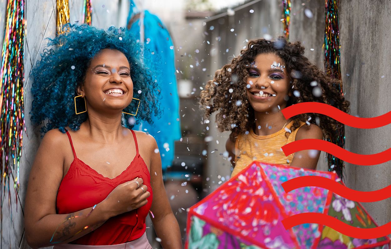 Effect girls celebrating with confetti