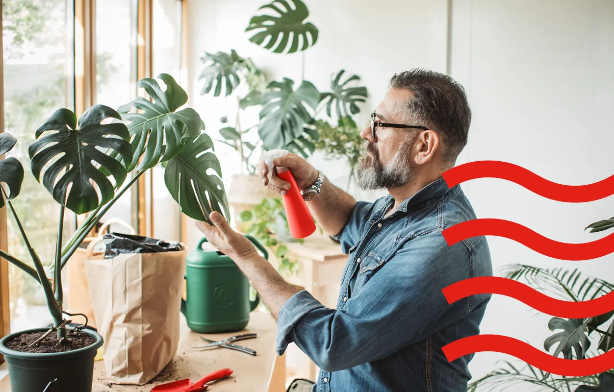 A man watering plants