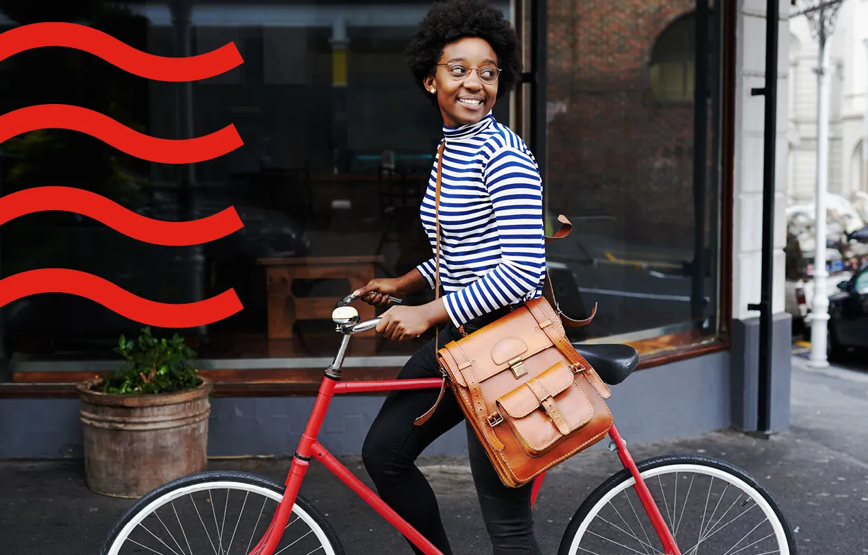 a woman on her bicycle